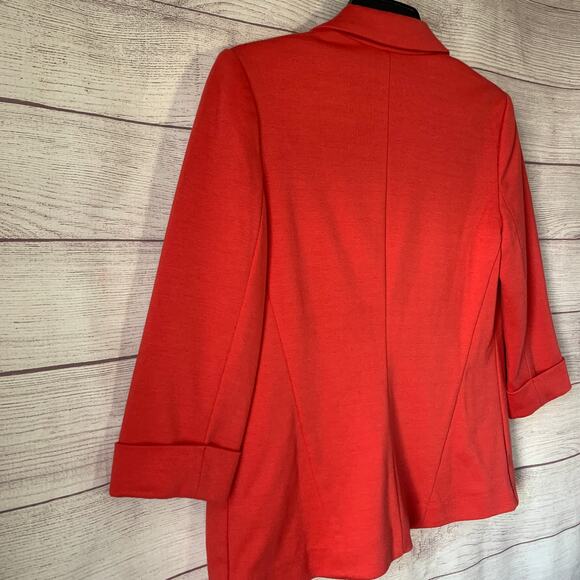Lauren Conrad Dark Coral Pink Blazer Jacket Open Front Elbow Length Sleeves Sz 4 - Picture 11 of 11